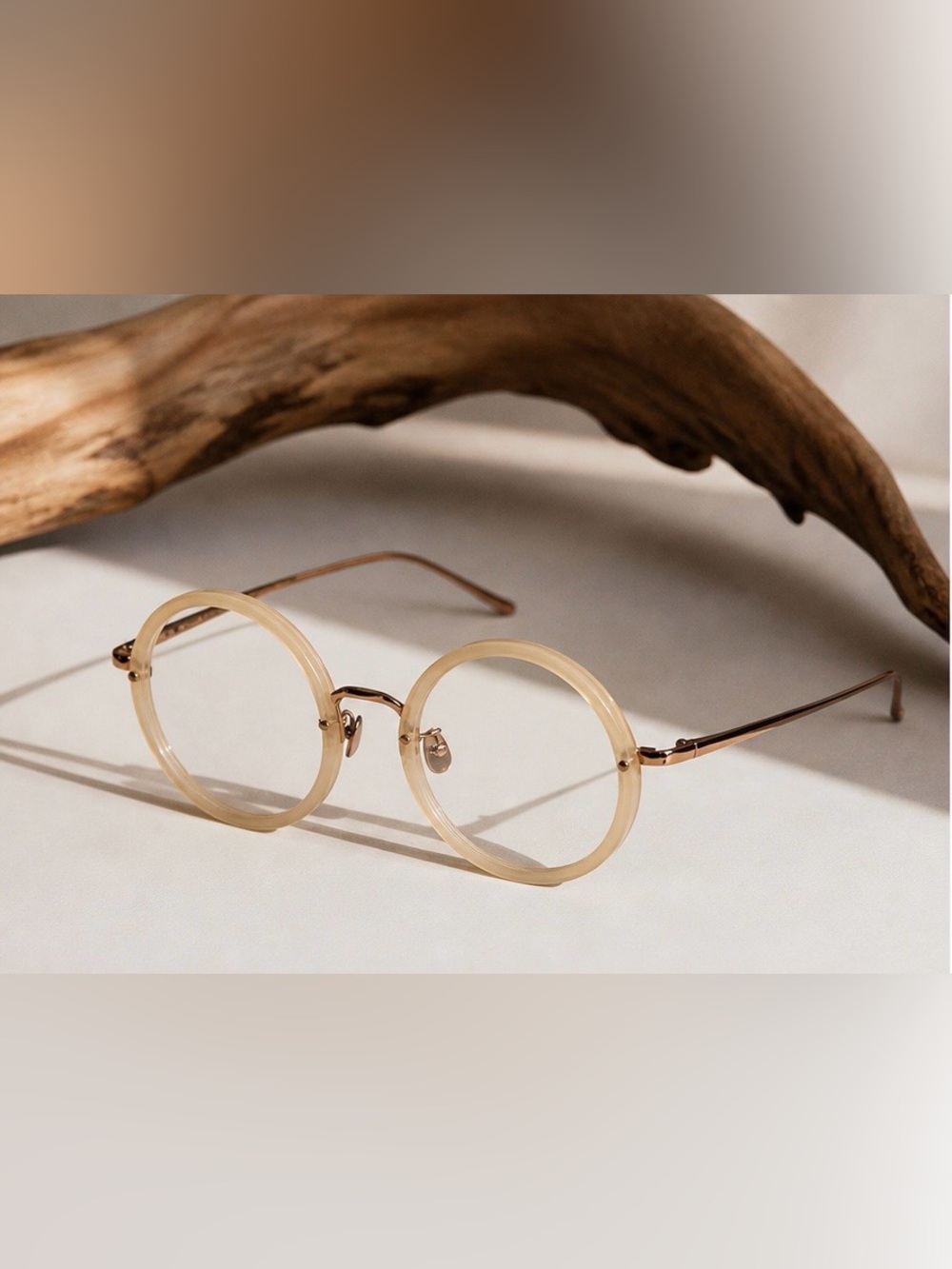 Linda Farrow - Milky Peach / titanium /Rose Gold Eyeglasses - LFL239 C61